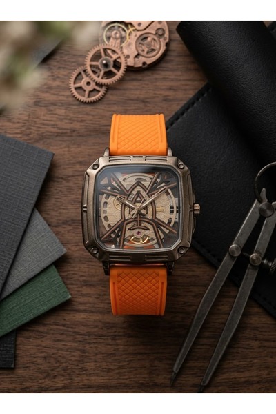 Newera Watch Silicone Strap Checked Men's Wristwatch