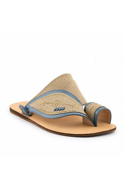 Al fanoos Two-Tone Gold-Stitched Arabic Sandals for Men