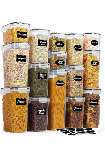 Vtopmart 15 حاوية بلاستيكية لتخزين الطعام مع أغطية محكمة الإغلاق