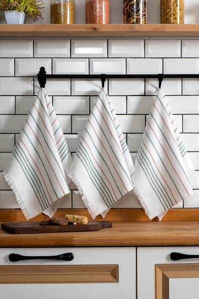 Denizli Concept Valencia 3-Stripe Dish Towel - Cotton Towel - 45x60 cm
