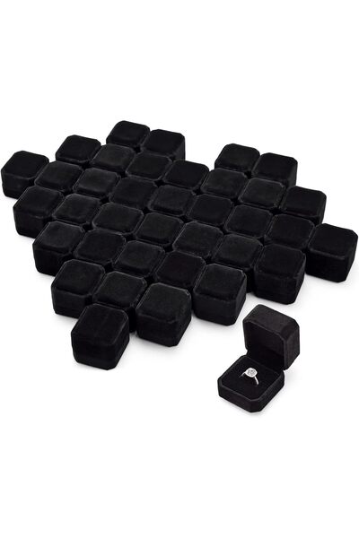 KASTWAVE 36 Pcs Black Velvet Ring Box Set for Wedding Ceremony, Engagement & ...
