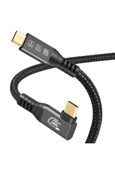 CABLEDECONN كابل تمديد USB4 Thunderbolt 4 بطول 0.5 متر، بتصميم مرفقي، يدعم 24...