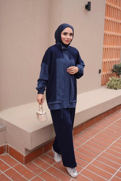 İmajButik طقم تونيك وبنطلون أوكسفورد باللون الأزرق الداكن