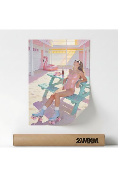21mxm Poster Decorativ Tematică Retro & Roller Skating - 'Roller Skate Vibes'...