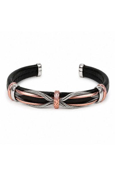 craftmystic Brățară Bărbătească din Piele Naturală cu Cupru Răsucit - Stil și...