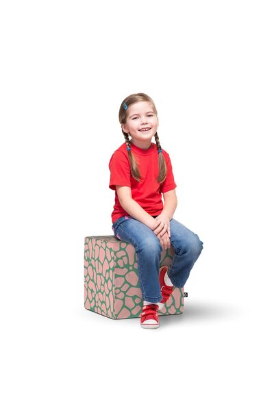 Updeco Taburet Cub L, din burete, material textil, cu husa detasabila, dimens...