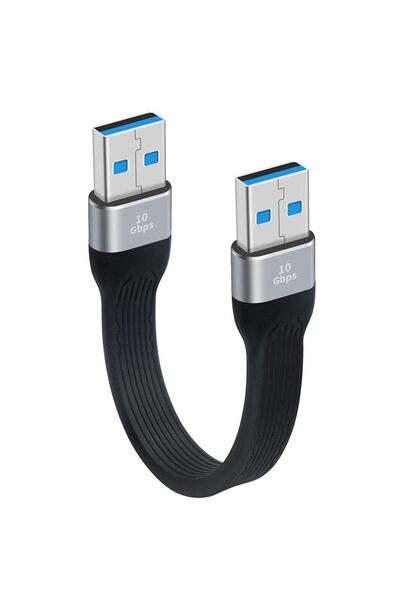 Generic كابل USB قصير، طوله 5.3 بوصة، من نوع USB A إلى USB A، يدعم الشحن السر...