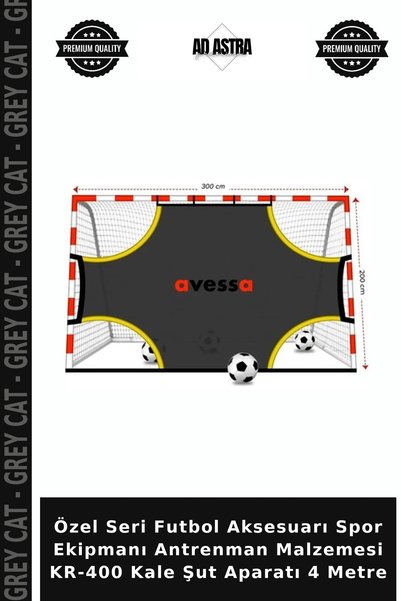 grey cat Özel Seri Futbol Aksesuarı Spor Ekipmanı Antrenman Malzemesi KR-400 Kale Şut Aparatı 4 Metre