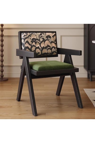 Poxvalzor Wooden Dining Chair, Modern Padded Kitchen Chair, Upholstered Dinin...