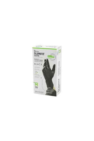 UCUZTEKNO REFLEX SLIMFIT GLOVE CODE-032 M BLACK POWDER-FREE EXAMINATION GLOVE...