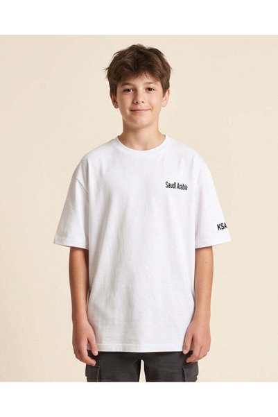 REDTAG Senior Boys White Graphic T-Shirt
