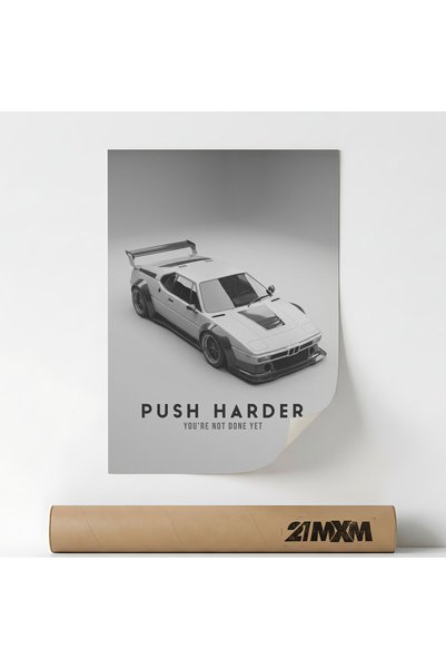 21mxm Poster Decorativ Tematică Automotive & Motivation - 'Push Harder', Mate...