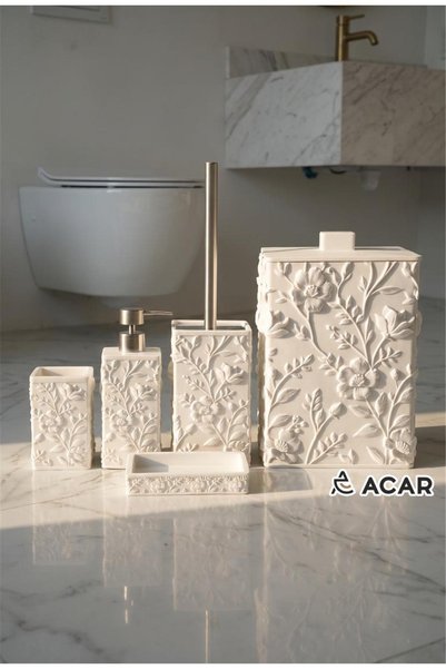 ACAR Laduree 5 Parça Banyo Seti Beyaz