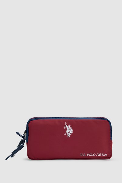 U.S. Polo Assn. Boys' Burgundy Textured Pencil Case with Navy Blue Accents 50...