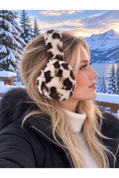 sema aksesuar Căști de iarnă din pluș, cu model imprimeu leopard – moi, care ...