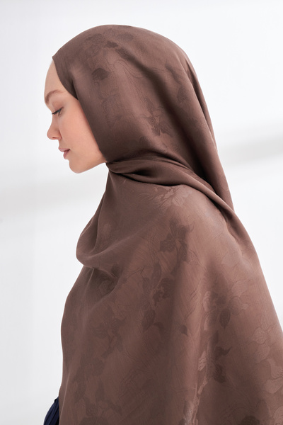 ARMANDA MAREN PATTERNED FLOSS VISCOSE SCARF - COFFEE