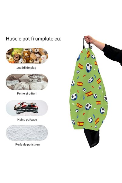 Updeco Husa Puf Beanbag tip Para L, impermeabil, cu maner, 80 x 80 x 55 cm, F...