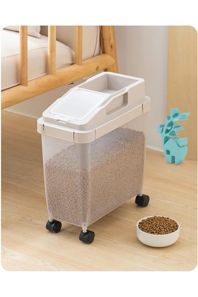 JOYZZZ Pet Food Storage Container, 50-Pound Capacity Dog and Cat Food Dispens...