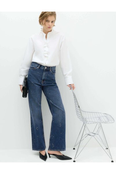 Marks & Spencer İşleme Detaylı Straight Leg Jean Pantolon