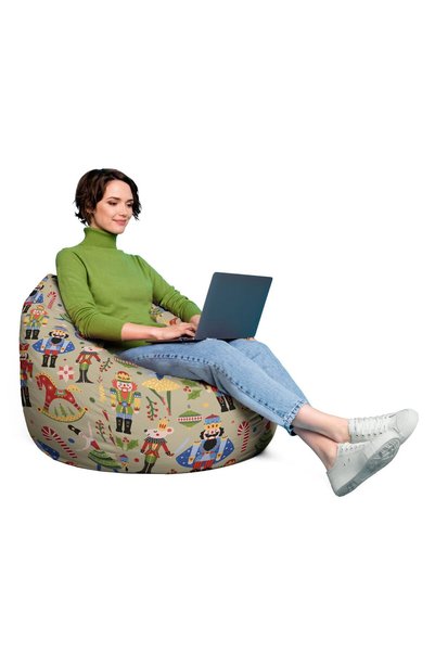 Updeco Fotoliu Puf Bean Bag tip Para XL, impermeabil, Nutcracker Beige, 90x90...