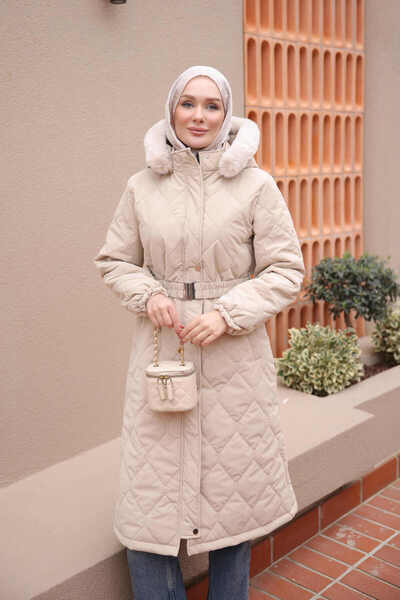 İmajButik Beige Hooded Zipper Nova Jacket