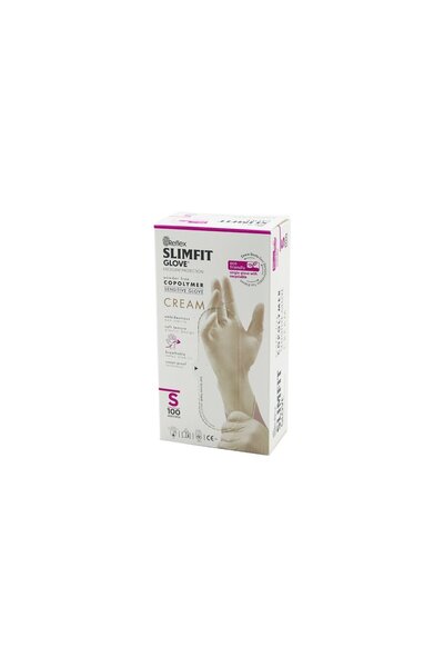UCUZTEKNO REFLEX SLIMFIT GLOVE CODE-030 S CREAM, POWDER-FREE EXAMINATION GLOV...