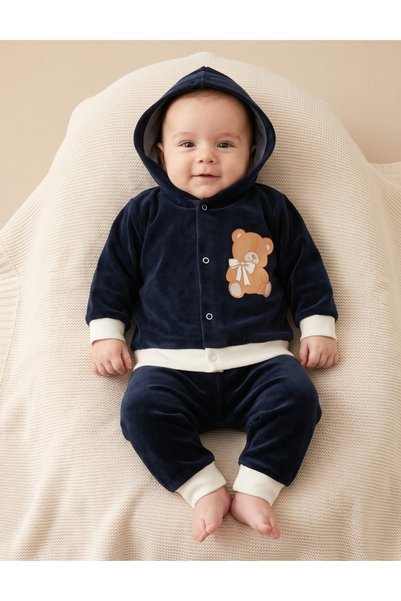 MiniKids Βελούδινη φόρμα Ρουμανία Teddy Bear, μπλε ναυτικό