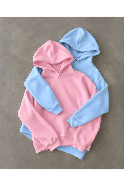 FAVORİST 2-PACK BASIC PLAIN Oversized UNPRINTED SOFT UNISEX HOODIE SET 100% C...