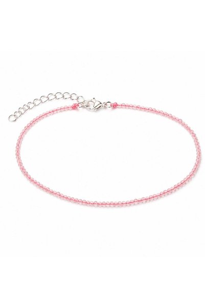 craftmystic Brățară de Picior cu Cuarț Roz Fațetat Rotund de 2mm - Iubire și ...