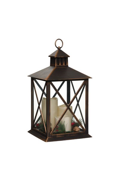 OEM Felinar Decorativ Bronz suspendabil cu 3 Lumanari LED coroniță de pin vâs...