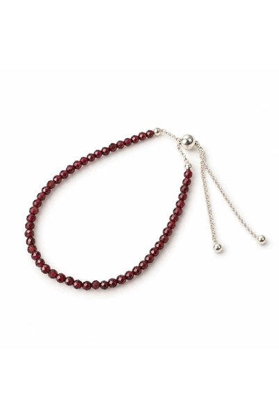 craftmystic Brățară cu Granat fațetat de 3 mm, Argint 925, reglabilă