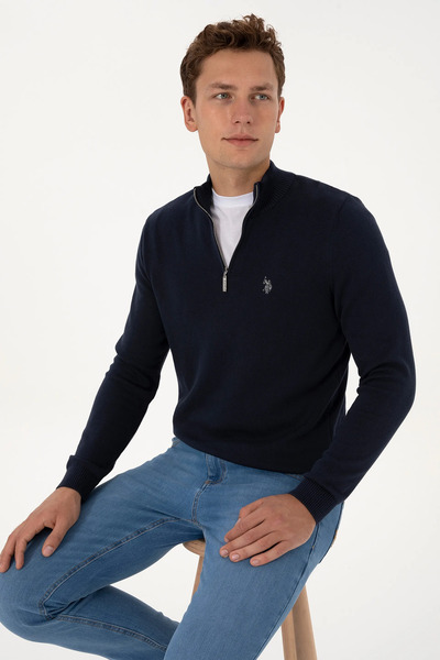 U.S. Polo Assn. Men's Regular Fit Half-Zip Mock Neck Basic Sweater