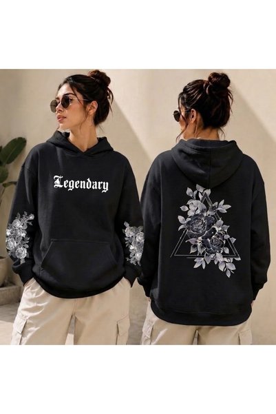 HAI COLLECTİON Legendary Hooded Sweatshirt, Black, Oversized