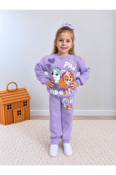 ARBİ kids Dečiji zimski komplet od flisa sa motivom Paw Patrol u ljubičastoj ...