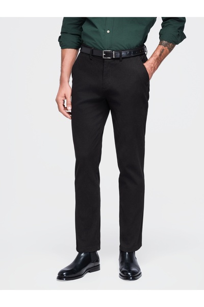 OMBRE Pantaloni chino pentru bărbați, croială slim fit, picior conic, talie m...