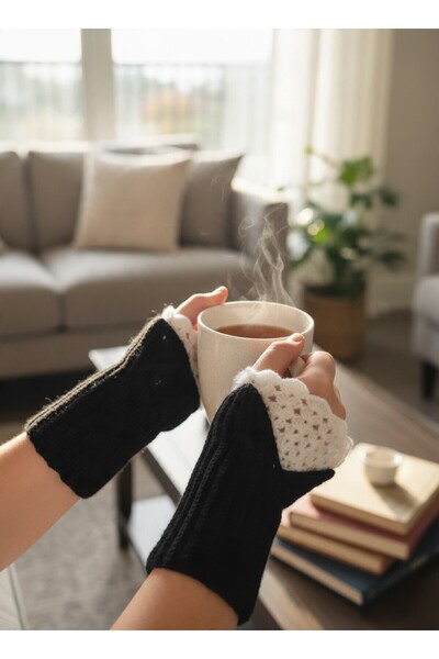 Generic Brand Hand-Knitted Lace Bracelet, Fingerless Gloves, Stylish Wrist Ac...