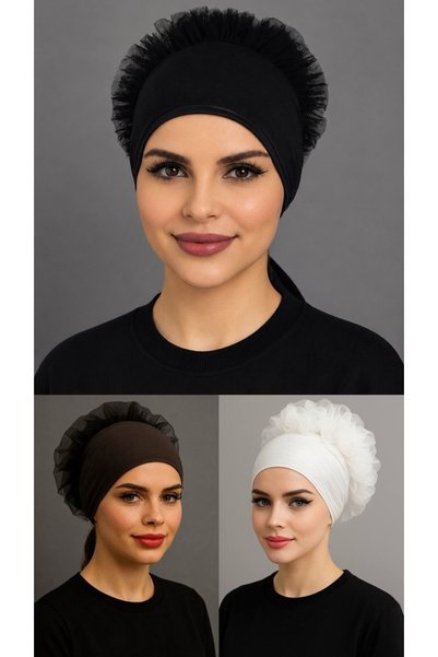 ALDAIYR 3 bucăți Bonetă cu volane, Bonetă Hijab