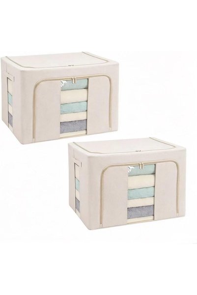 Generic Clothing Storage Box,Foldable Wardrobe Storage Bag(White)