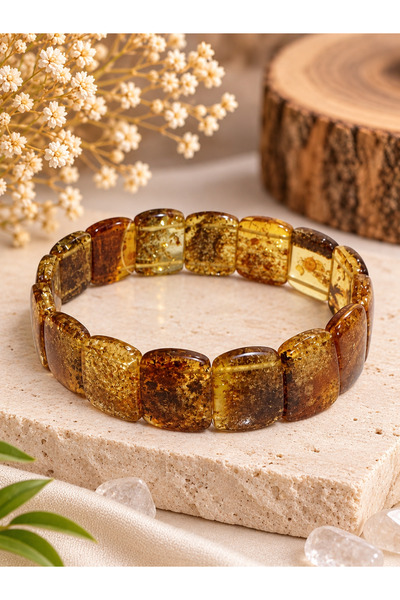 The Magıc of Healıng Amber Rolex Bracelet – Rectangular Cut, Coffee and Honey...