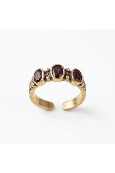Dorvina Bronze Women's Ring, Authentic Copper Jewelry, Red Zircon Stone, Vict...