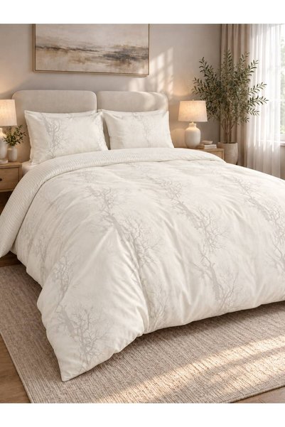 D'NISS HOME SET DE 4 PIESE DE ALEȘI DIN SATIN CU MOTIV DE COPACI