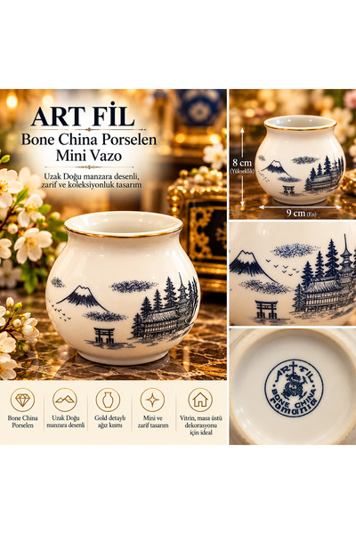 Atak Hediyelik ART FIL Mini porcelanska vaza od Bone China porcelana sa dizaj...