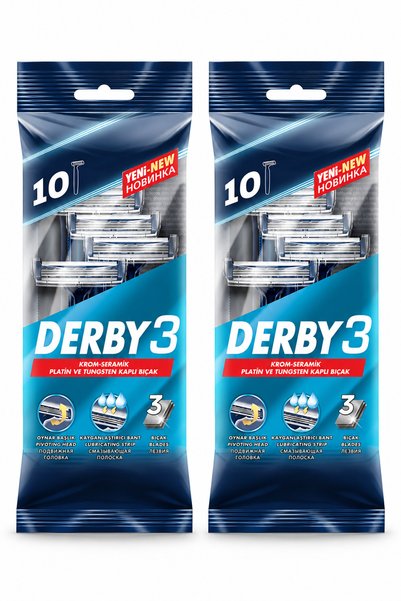 Derby 3 Üç Bıçaklı Tıraş Bıçağı 10'lu 2 Paket – Toplam 20 Adet