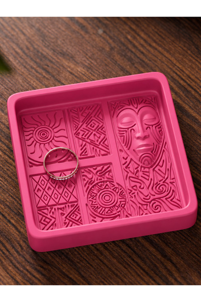 Belupa Ethnic Face and Sun-Patterned Square Jewelry Tray Organizer