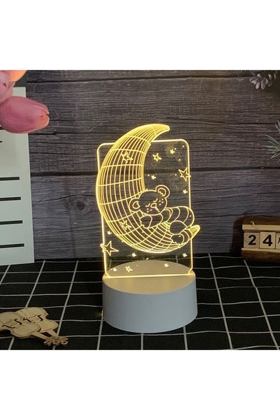 Evolium Lampa LED decorativa, 20 cm inaltime, alb, Evolium, 3D, Ursulet si Se...
