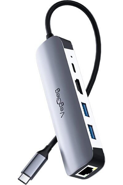 MyBest Type-C PD100W 5 Portlu 4K 30Hz HDMI 100Mbps Ethernet USB 2.0 + USB 3.0 Çoklayıcı Hub