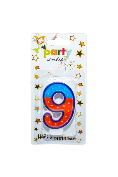OEM Lumânare număr aniversară 9, Imprimare colorată, Set de 12