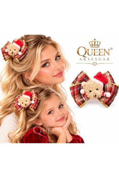 QUEEN AKSESUAR Luxury New Year's and Christmas Plush Teddy Bear Print with a ...