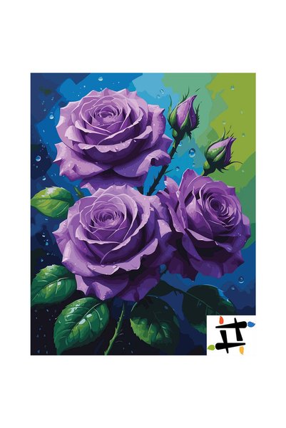 Painting-numbers Set pictura pe numere Trandafiri violet 7115, panza pe rama ...