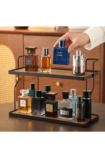 GENERAL Perfume Organizer, 2-Tier Wooden Perfume Stand Holder, Cologne Organi...